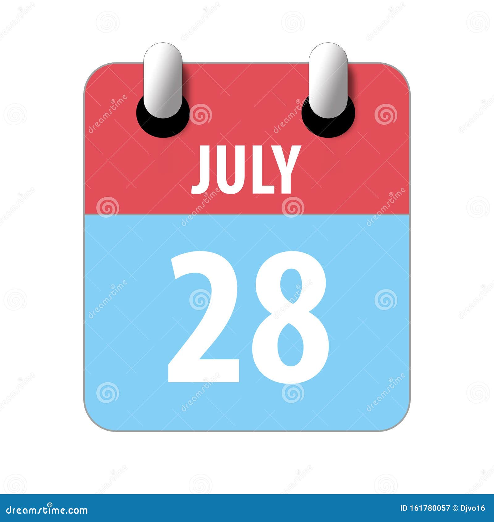 July 28th. Day 28 of Month,Simple Calendar Icon on White Background