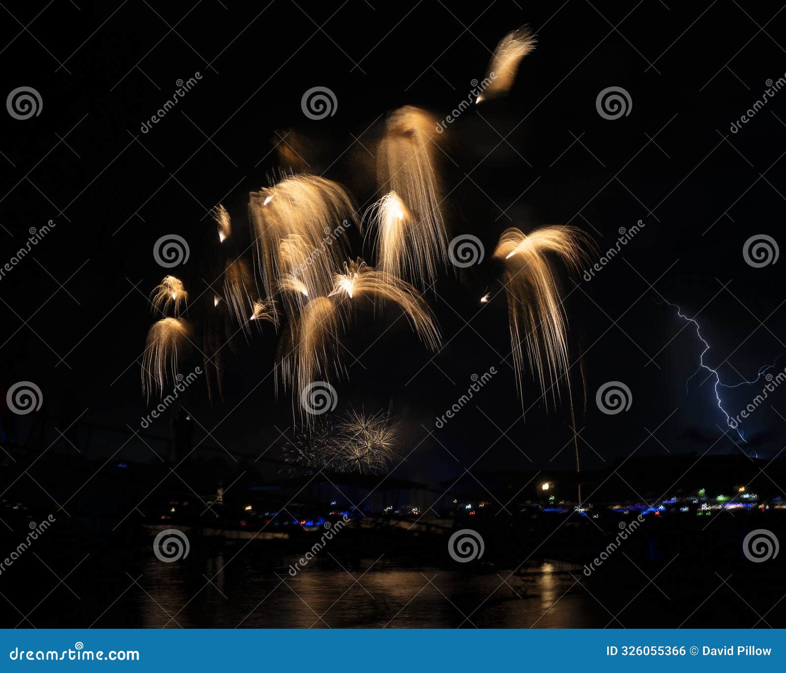 July 4th, 2024 Duck Creek Fireworks Display on Grand Lake, Oklahoma. Stock Photo Image of july