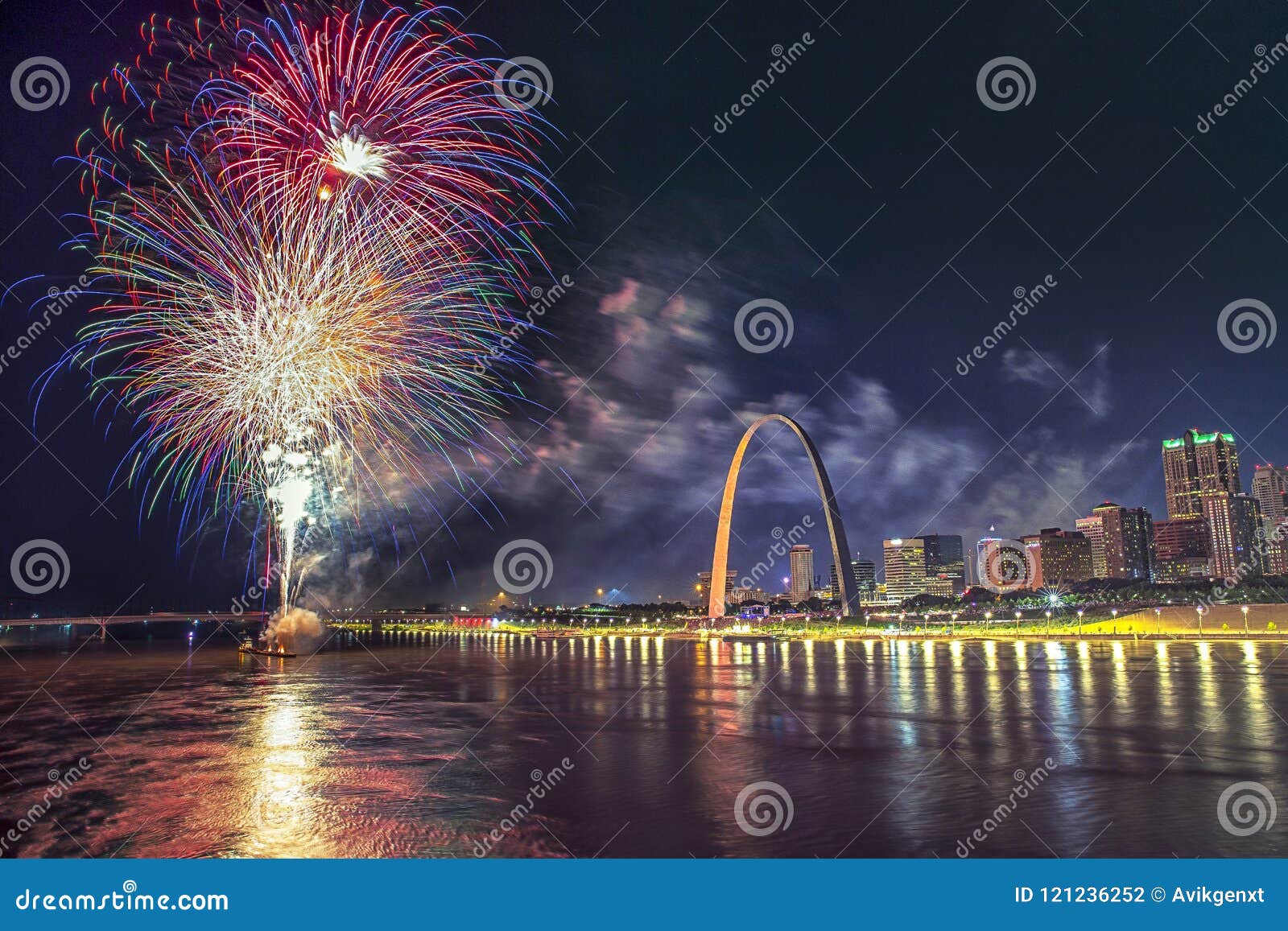 July 4th USA Independence Celebration Fireworks, ST Louis Arch Grounds Editorial Photography ...