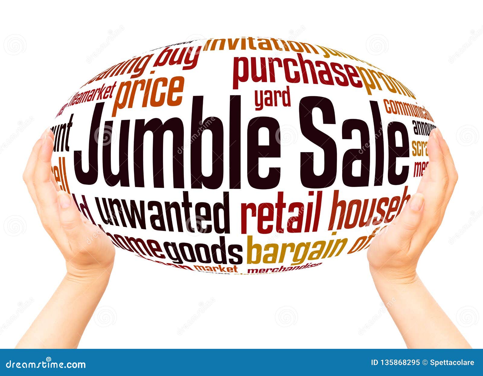 Jumble Sale Word Cloud Hand Sphere Concept Stock Illustration