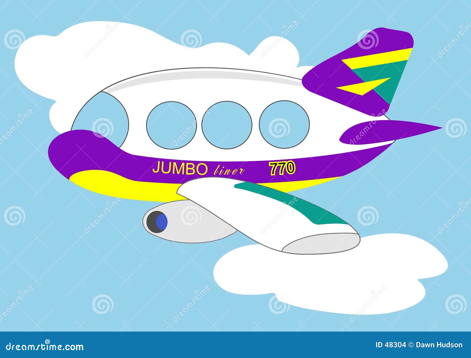 Jumbo Jet stock vector. Illustration of jumbo, clouds, travel - 48304