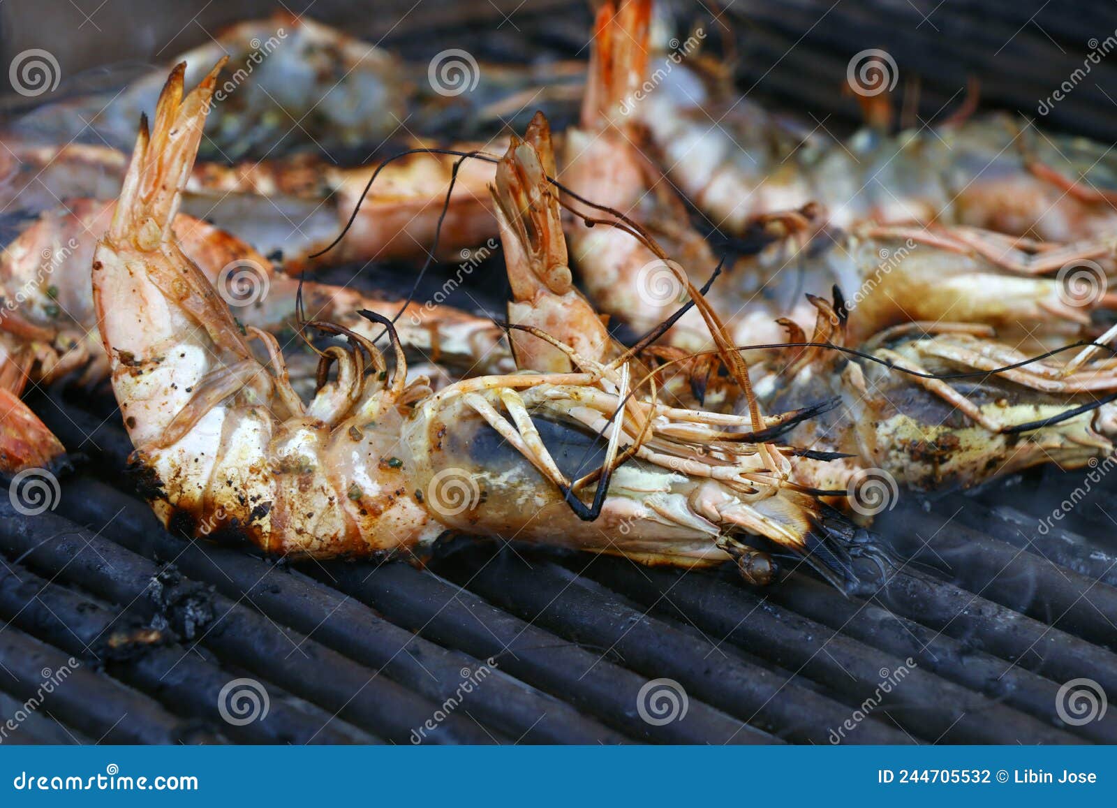 Jumbo Prawns or Shrimps on a Barbeque Grill Fire Stock Photo Image of