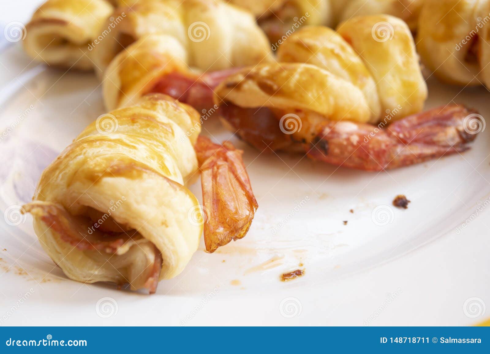 Jumbo Shrimps in Crispy Puff Pastry Stock Image Image of wrapped