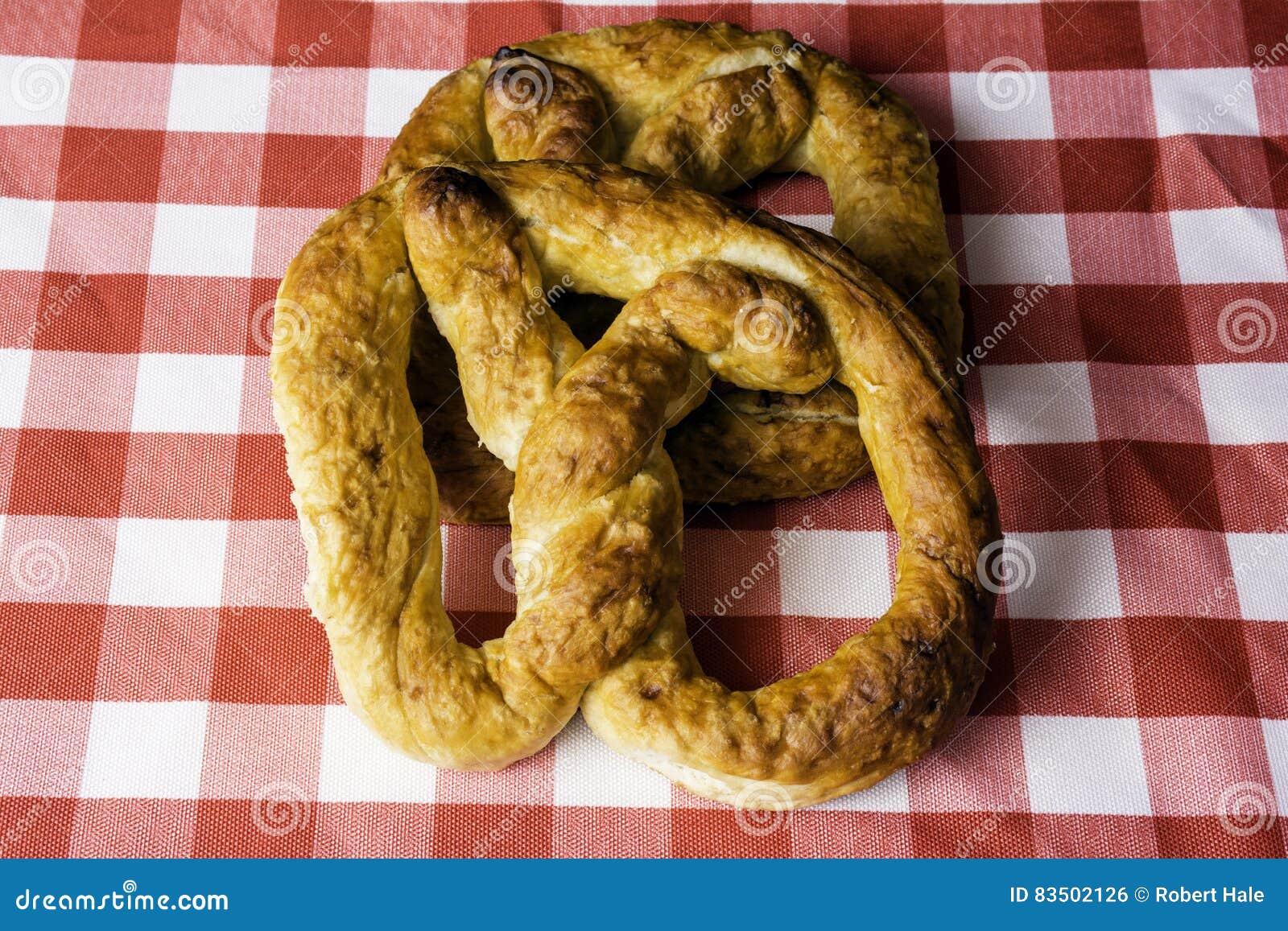 Jumbo soft pretzels stock photo. Image of checked, bread 83502126
