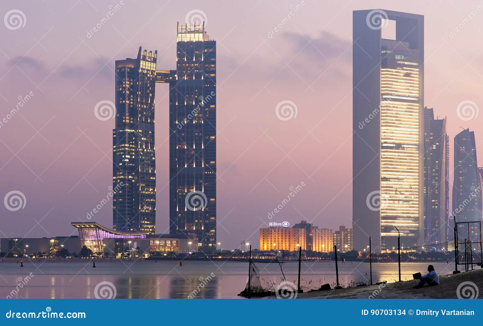 Jumeirah At Etihad Towers Abu Dhabi Evening Skyline Editorial