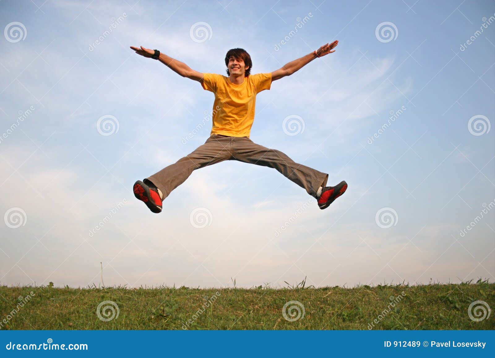 Jump boy stock image. Image of meadow, morning, active - 912489