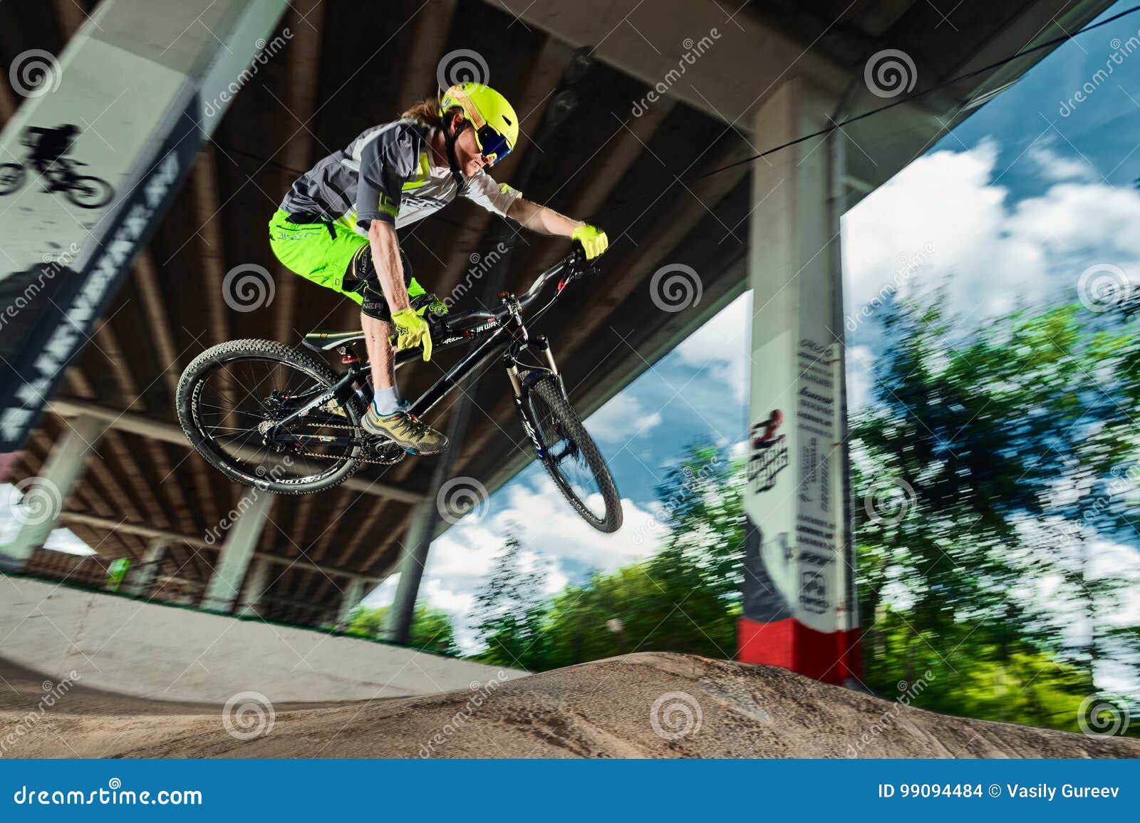 Jump and Fly on a Mountain Bike Editorial Stock Image - Image of cool ...