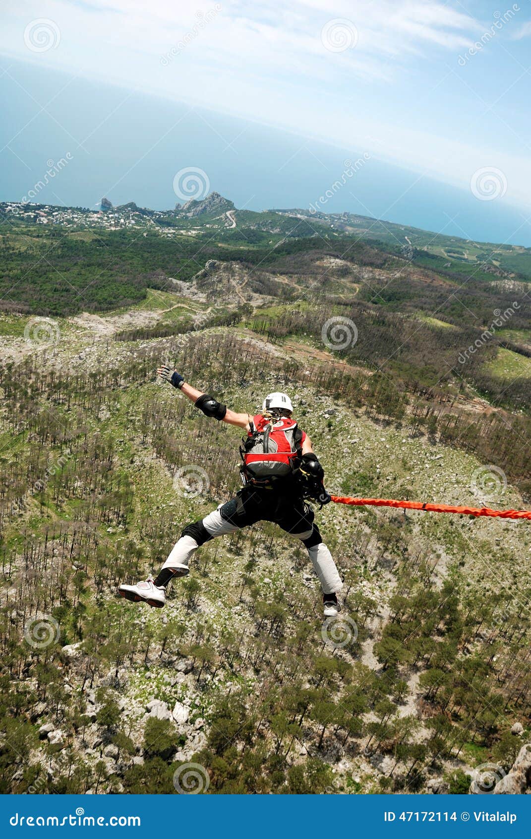Jump Off a Cliff with a Rope.Bungee Jumping Stock Photo Image of