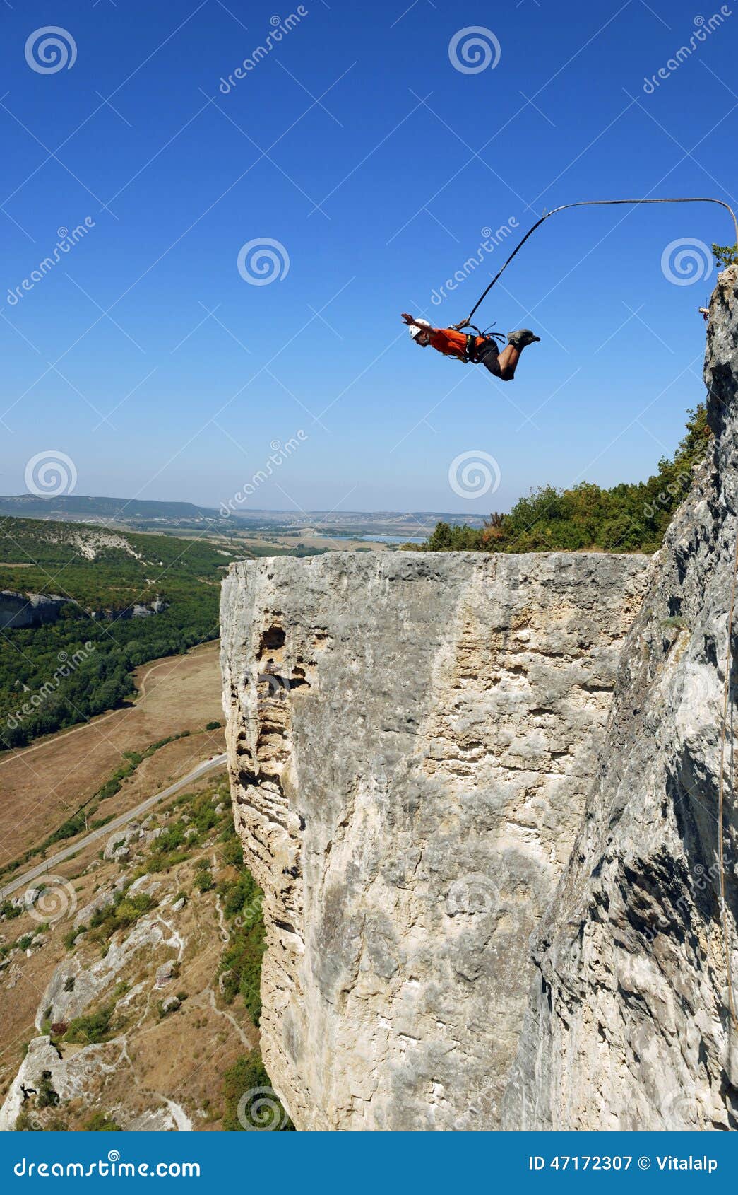 Jump Off a Cliff with a Rope.Bungee Jumping Stock Image Image of