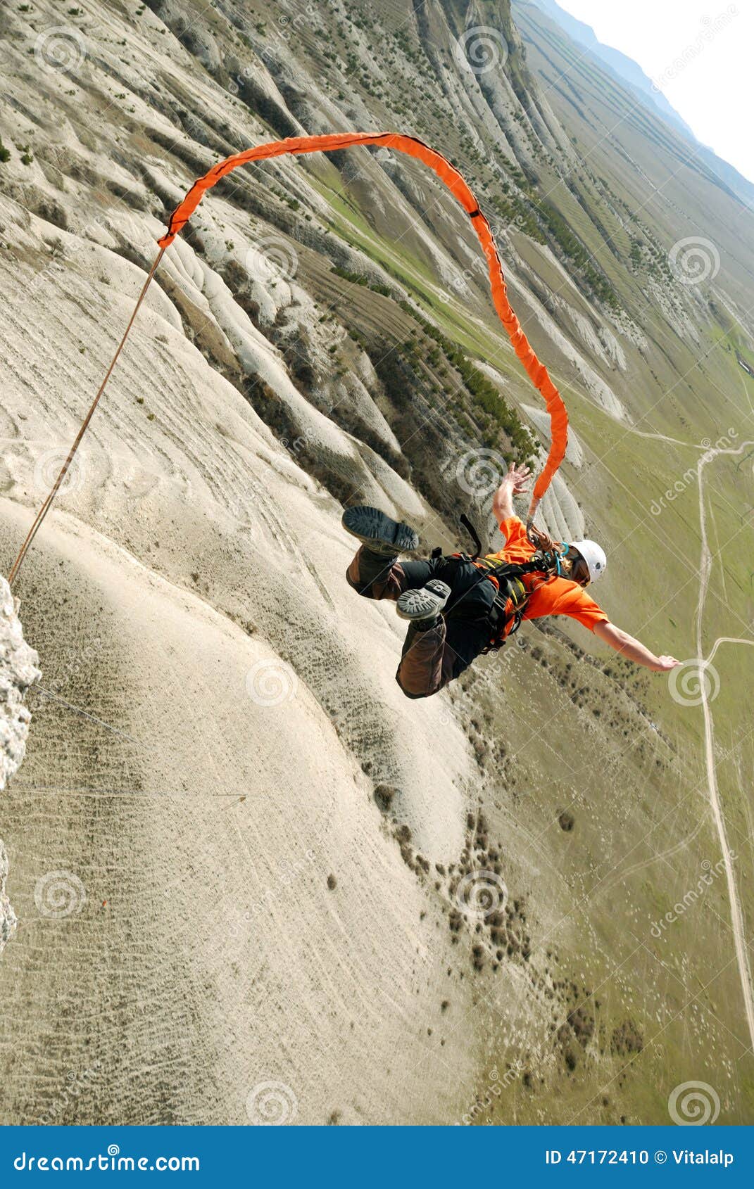 Jump Off a Cliff with a Rope.Bungee Jumping Stock Photo Image of