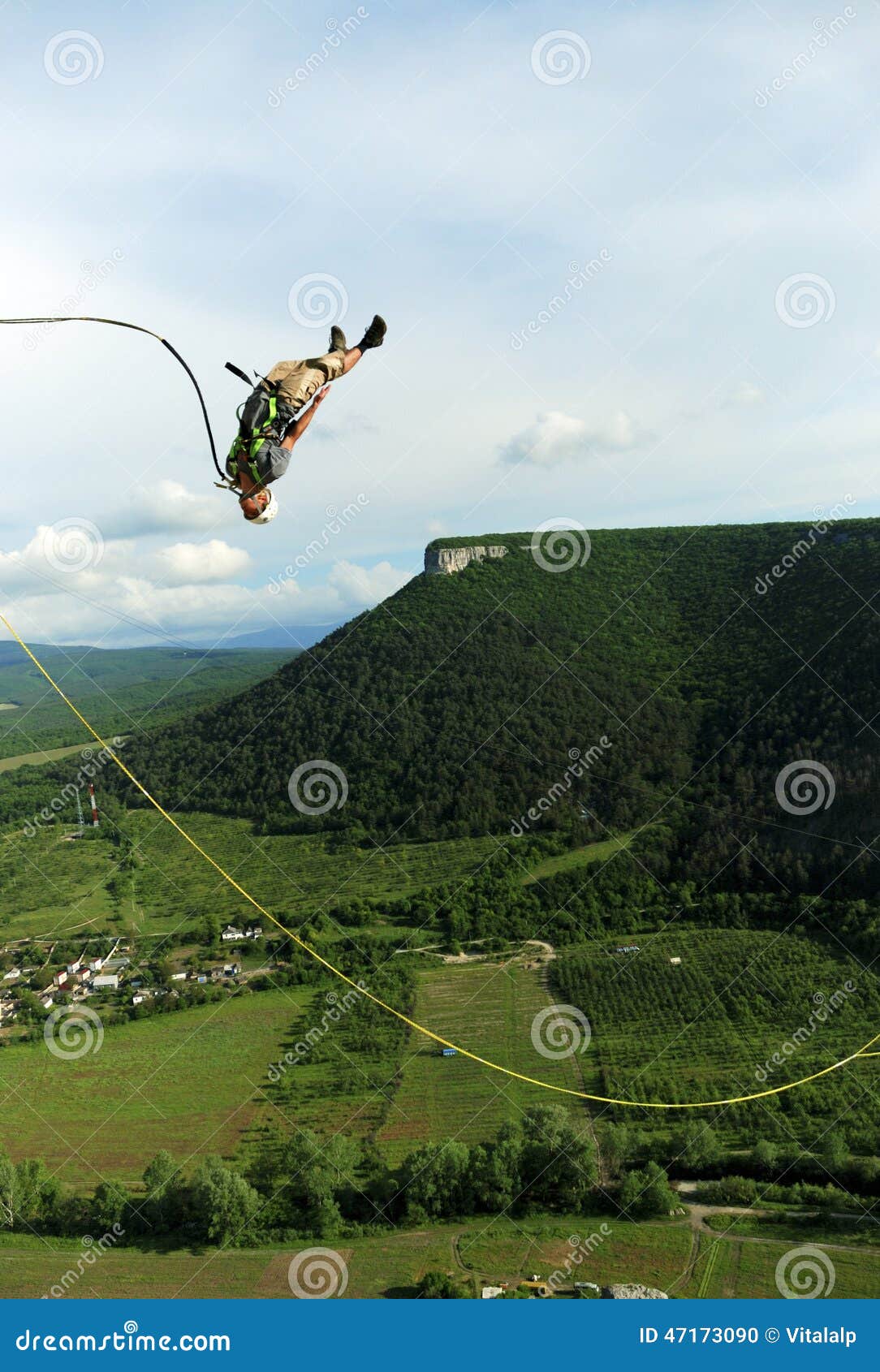 Jump Off a Cliff with a Rope.Bungee Jumping Stock Photo Image of