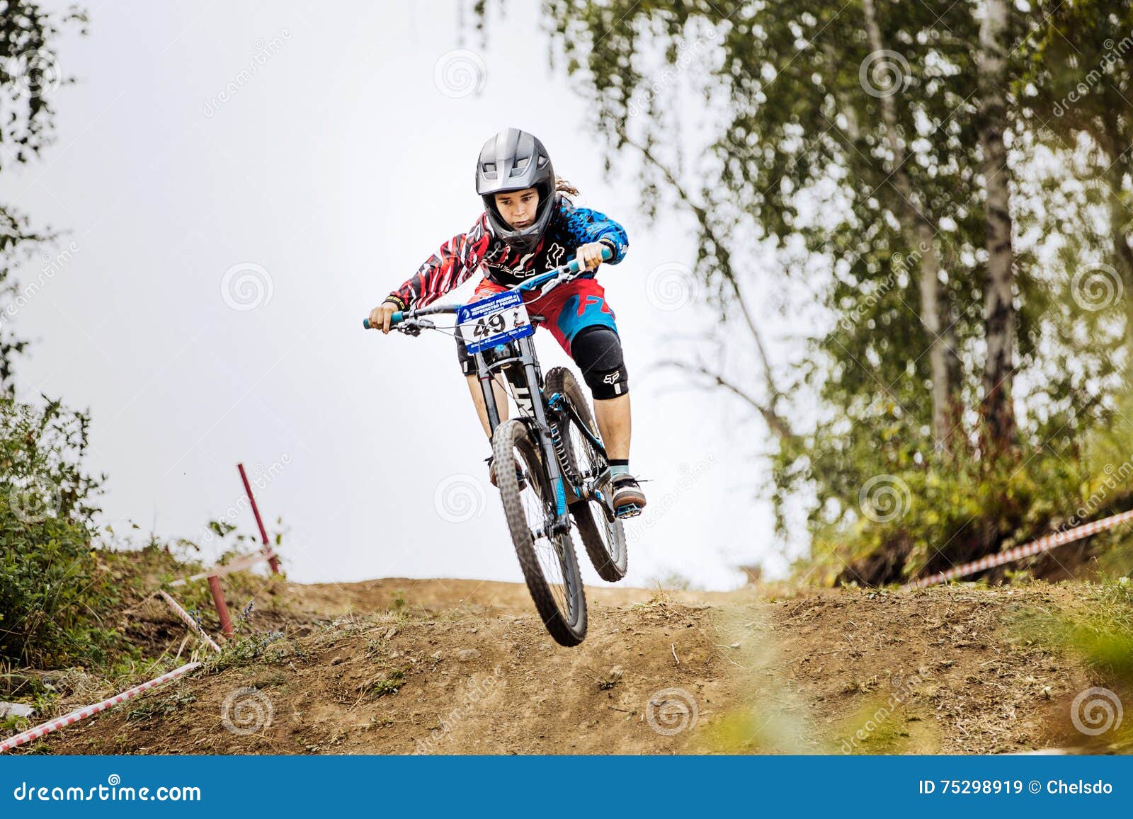 girl downhill mountain bike