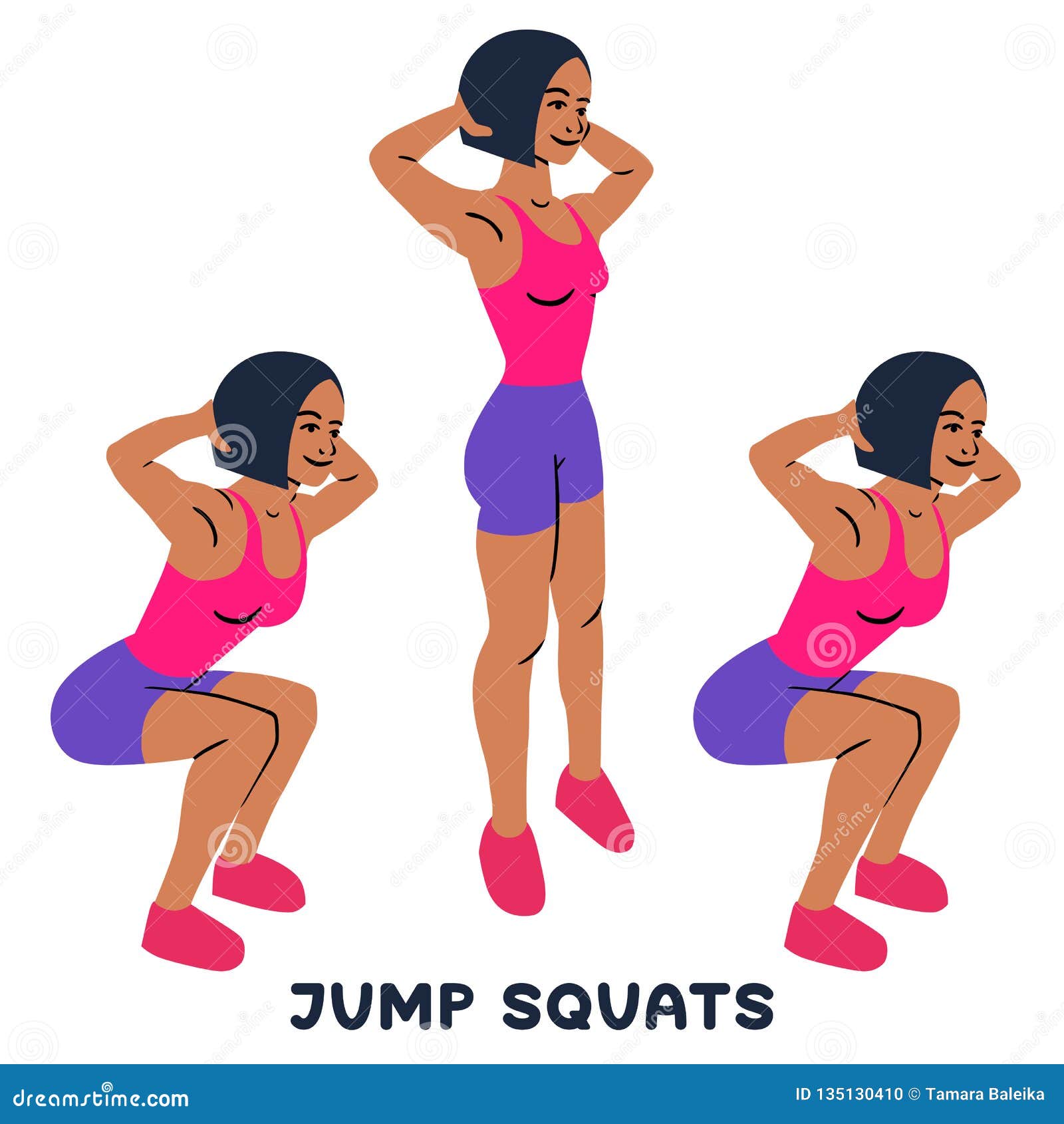 Floor power jumps knee to jump squats exercise Vector Image