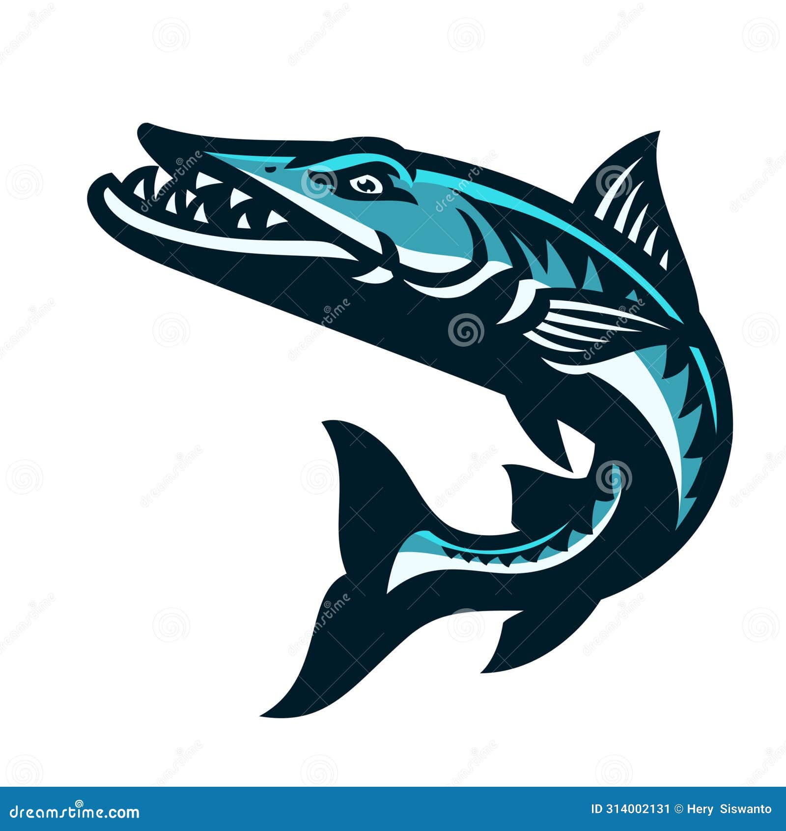 jumping barracuda fish sport mascot cartoon
