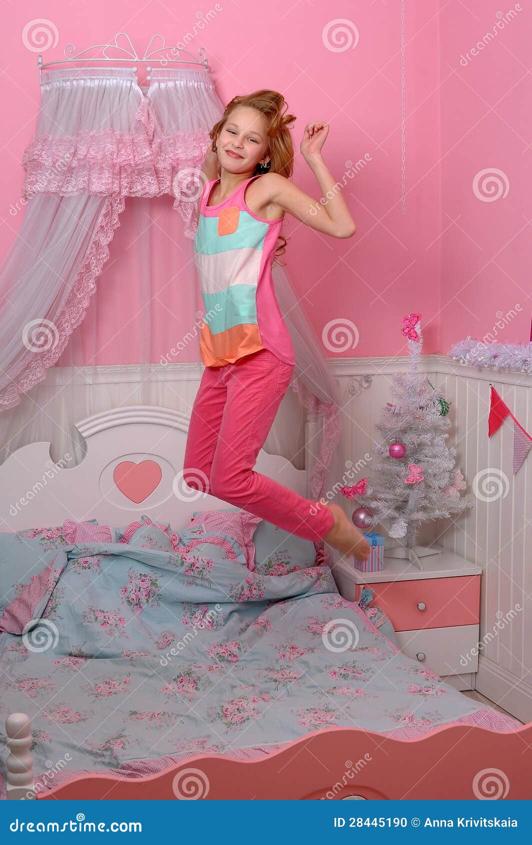 Jumping on the bed stock photo. Image of beauty, camera 28445190