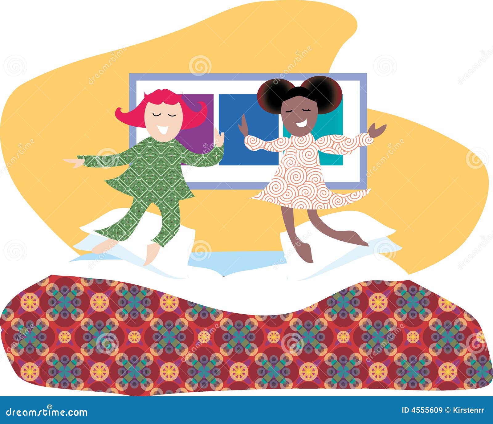 Jumping on the bed stock vector. Illustration of sleep 4555609