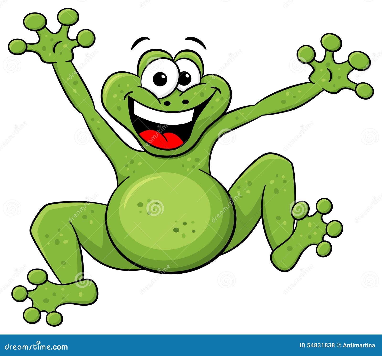 Jumping Cartoon Frog Isolated On White Stock Vector - Image: 54831838