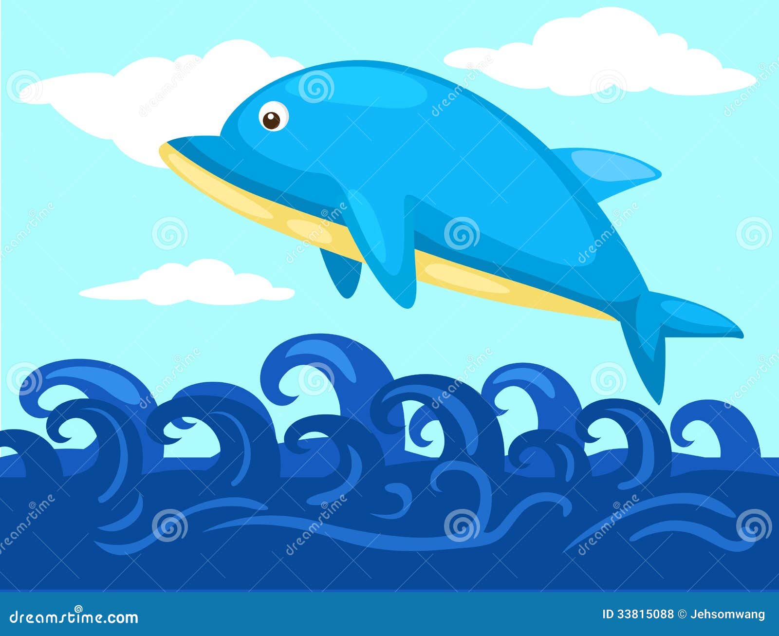 Jumping dolphin stock vector. Illustration of play, beach - 33815088
