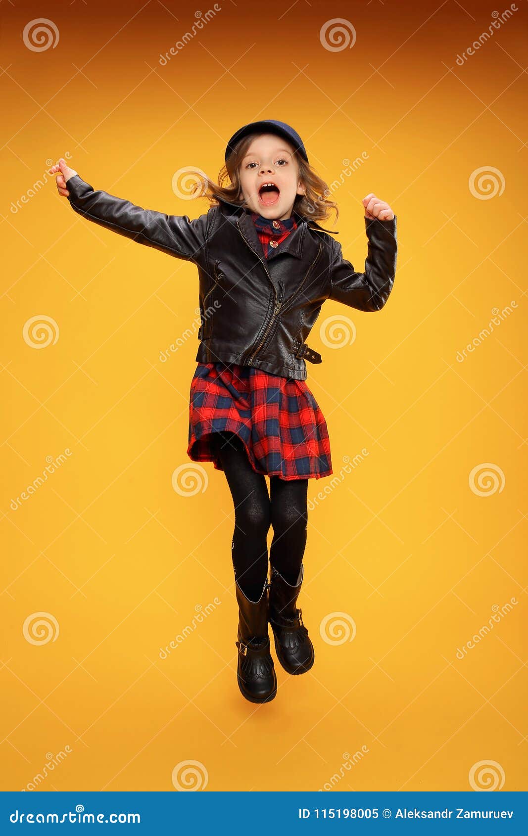 Jumping Girl in Fashionable Clothes Stock Image - Image of excited ...