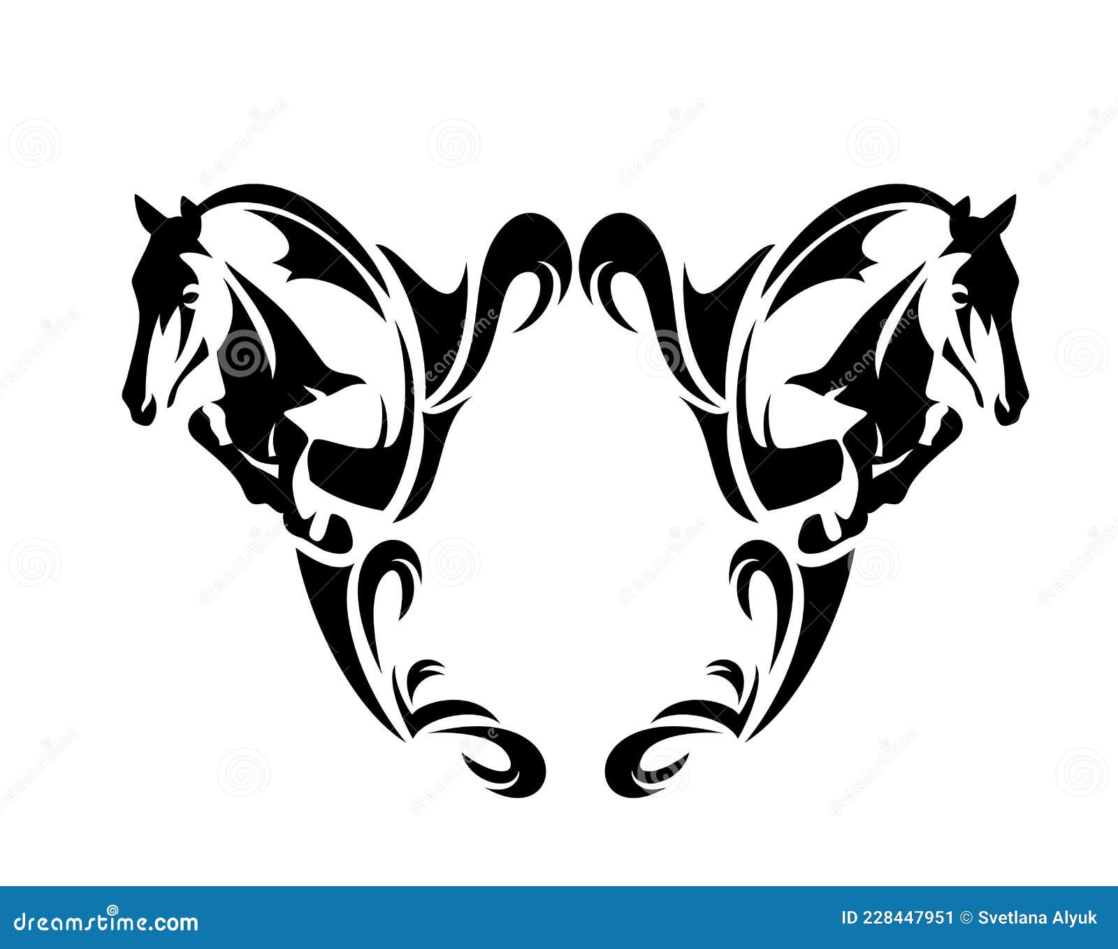 Jumping Horses and Heraldic Coat of Arms Template Black and White ...