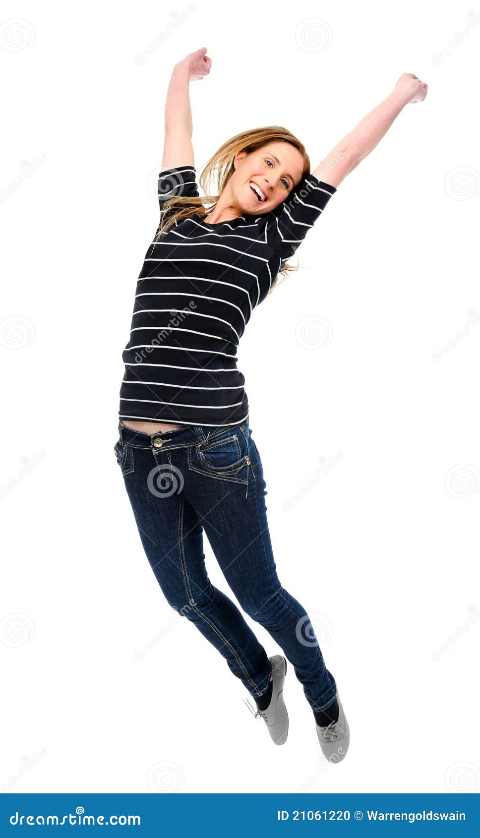 Jumping for joy stock photo. Image of studio, pretty 21061220
