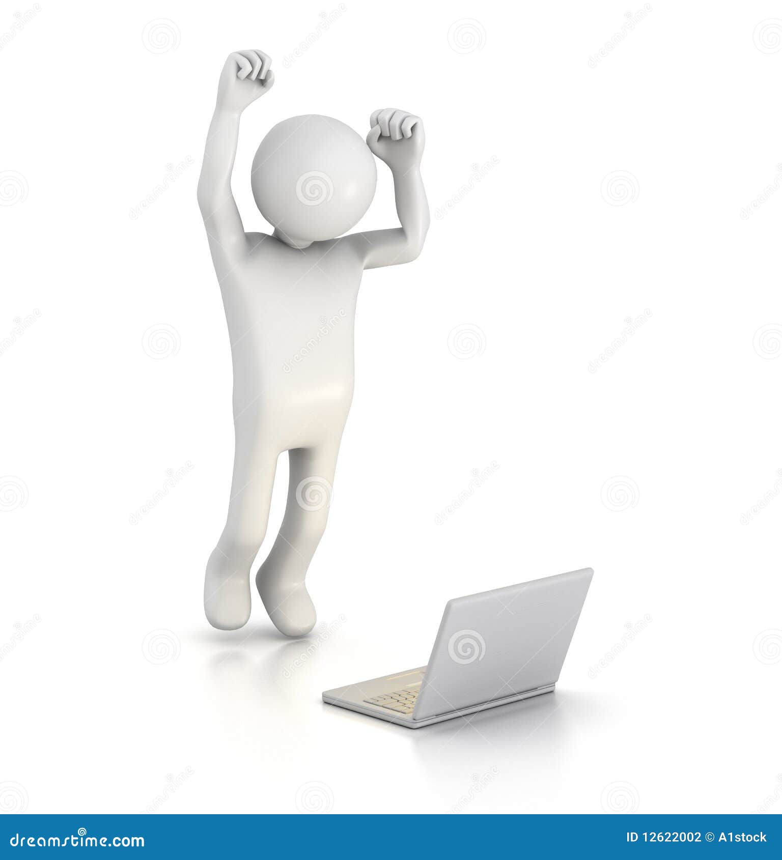 Jumping For Joy At Laptop Stock Photo 12622002