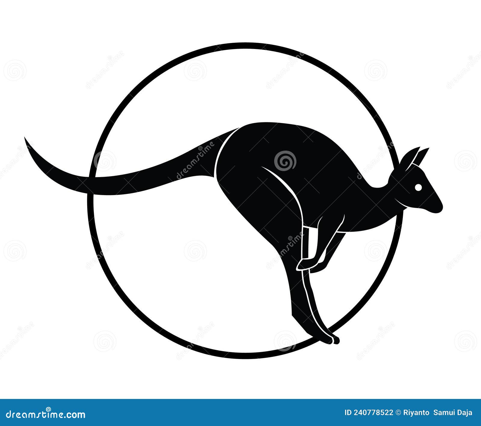 Jumping Kangaroo Silhouette on a White Background Illustration Stock