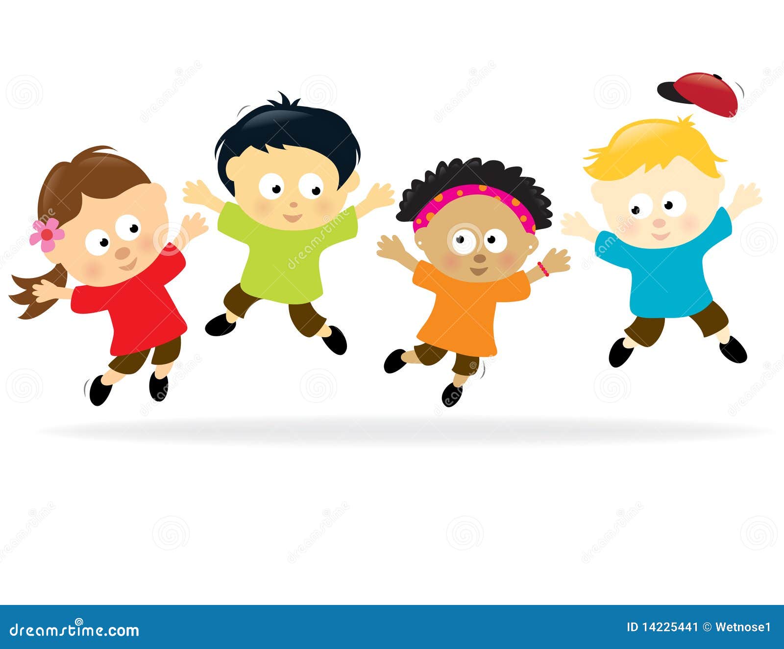 Jumping Kids - Multi-ethnic Stock Vector - Illustration of active ...