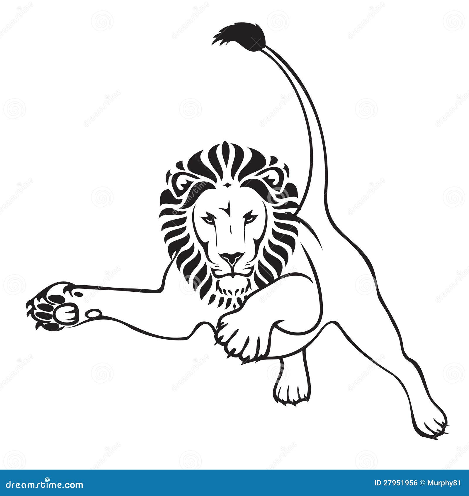 Angry leaping lion in white Royalty Free Vector Image