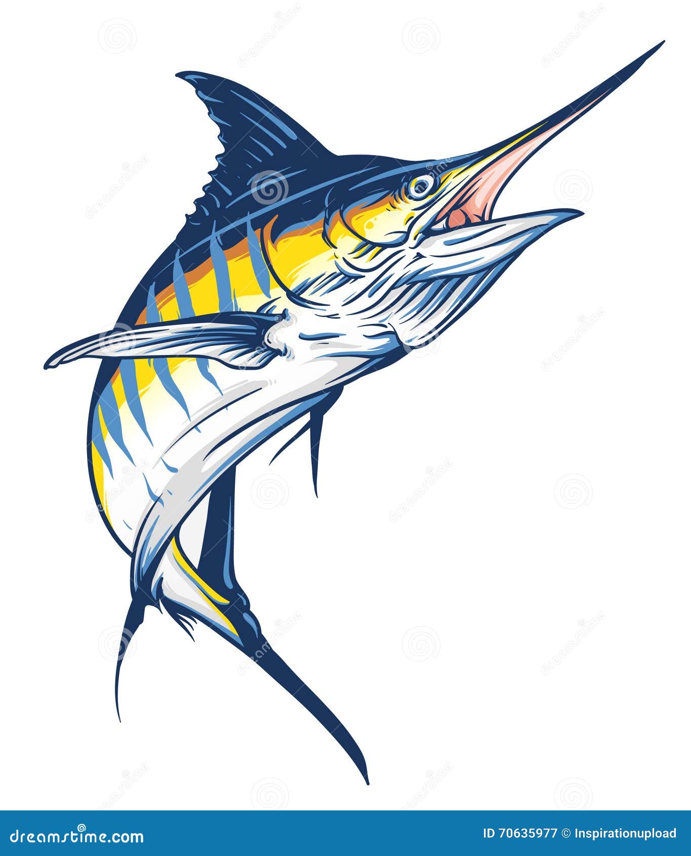 Jumping Marlin stock vector. Illustration of layered - 70635977