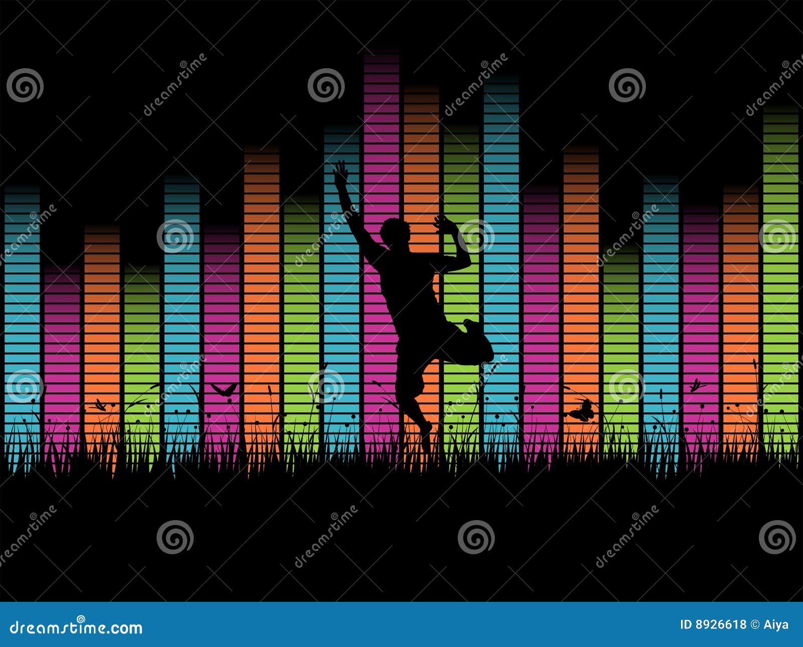 jumping person in front of music beats.
