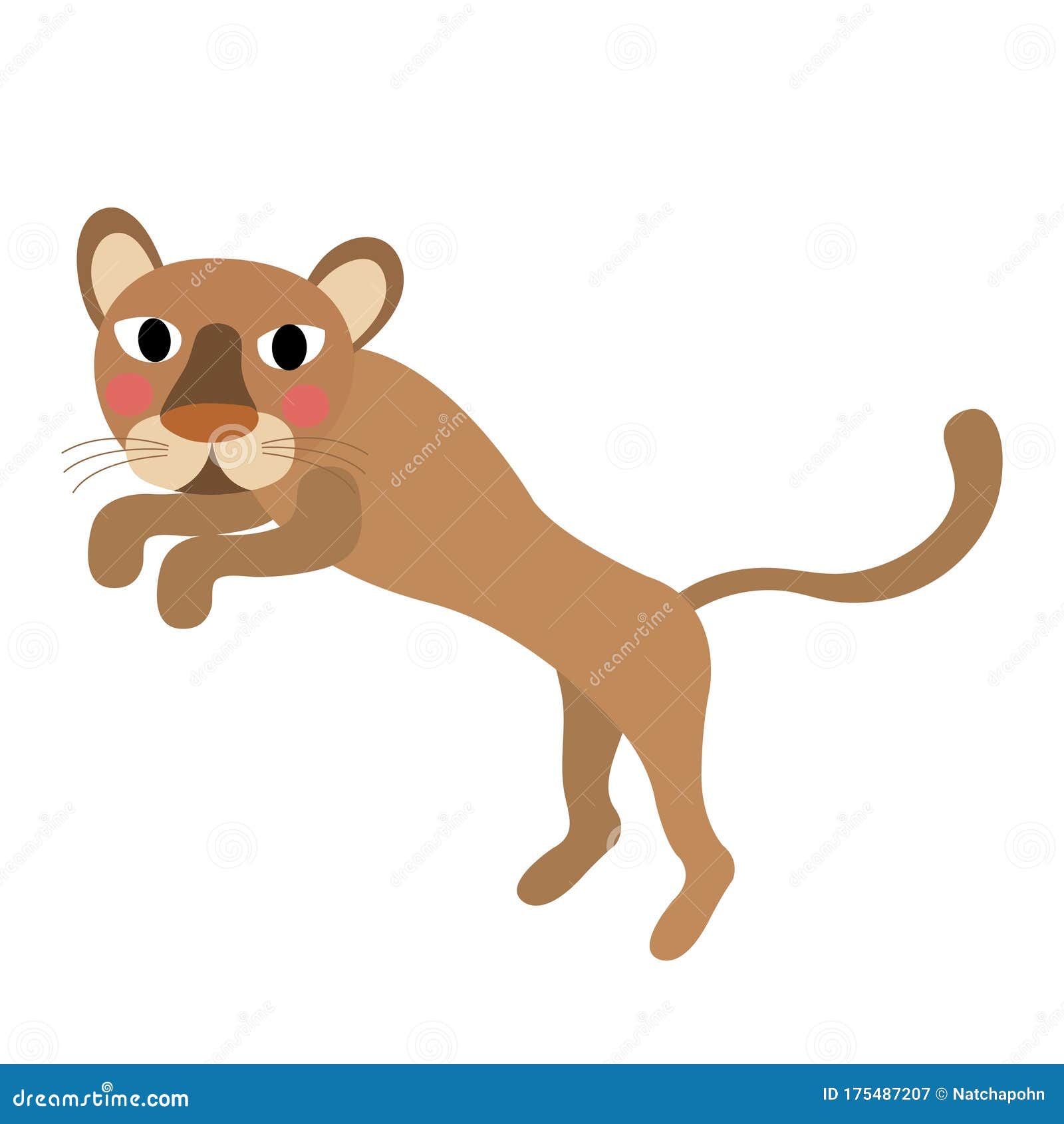 Jumping Puma Animal Cartoon Character Vector Illustration Stock Vector -  Illustration of american, eurasia: 175487207