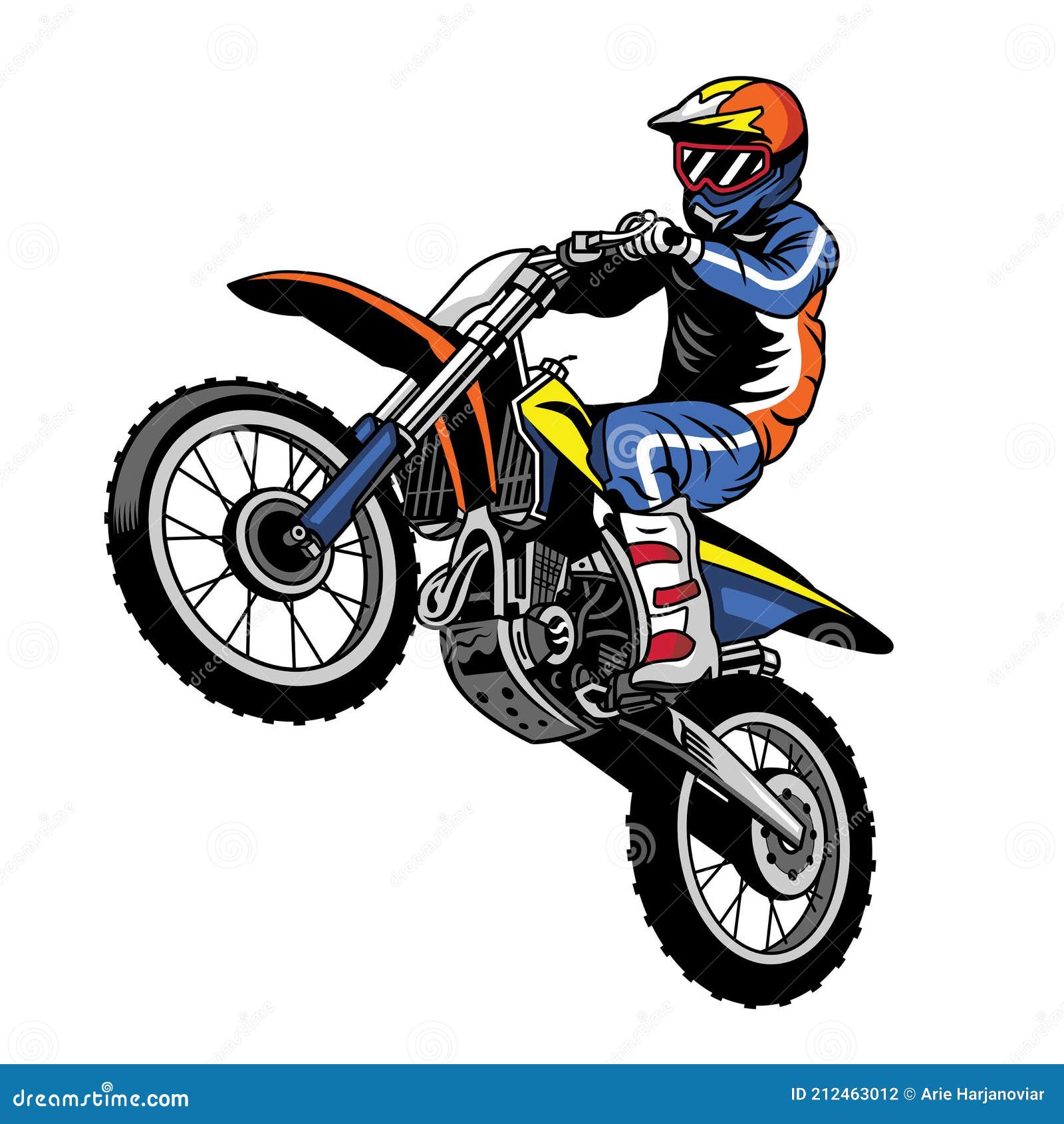 Rider participates motocross championship. Vector illustration.Rider