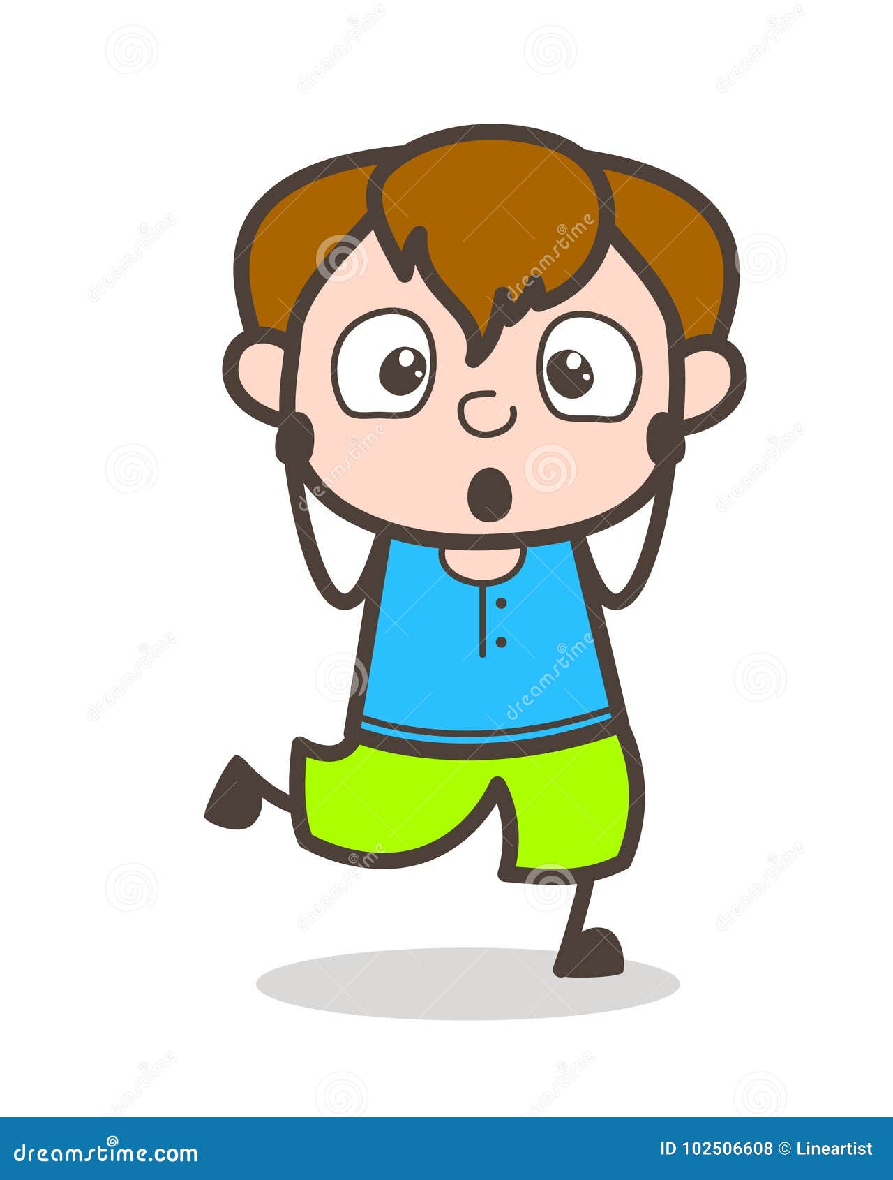 Jumping with Shocked Face - Cute Cartoon Boy Illustration Stock  Illustration - Illustration of drawing, pretty: 102506608