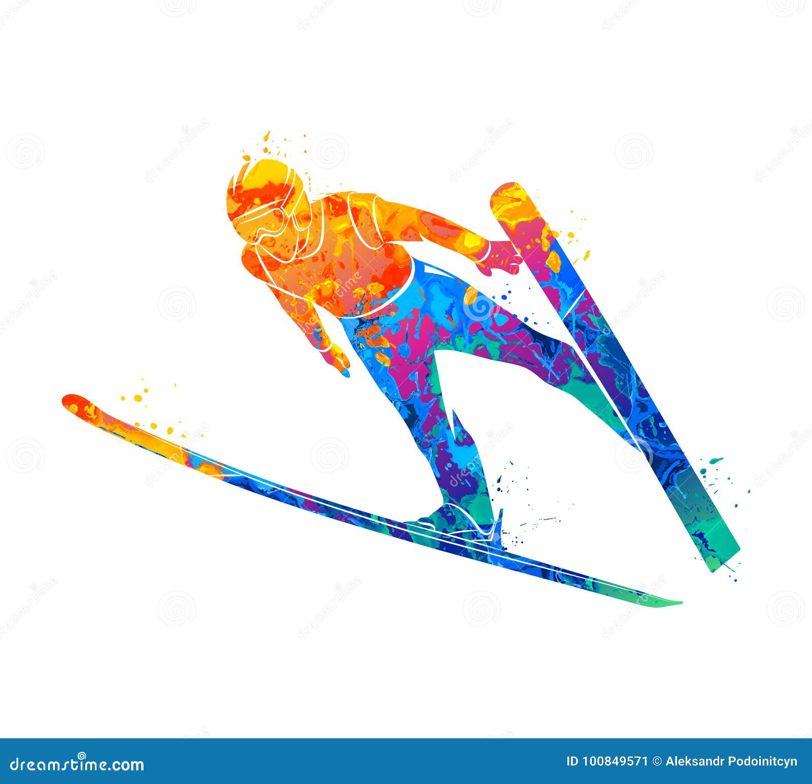 Jumping skier sport stock vector. Illustration of paint - 100849571