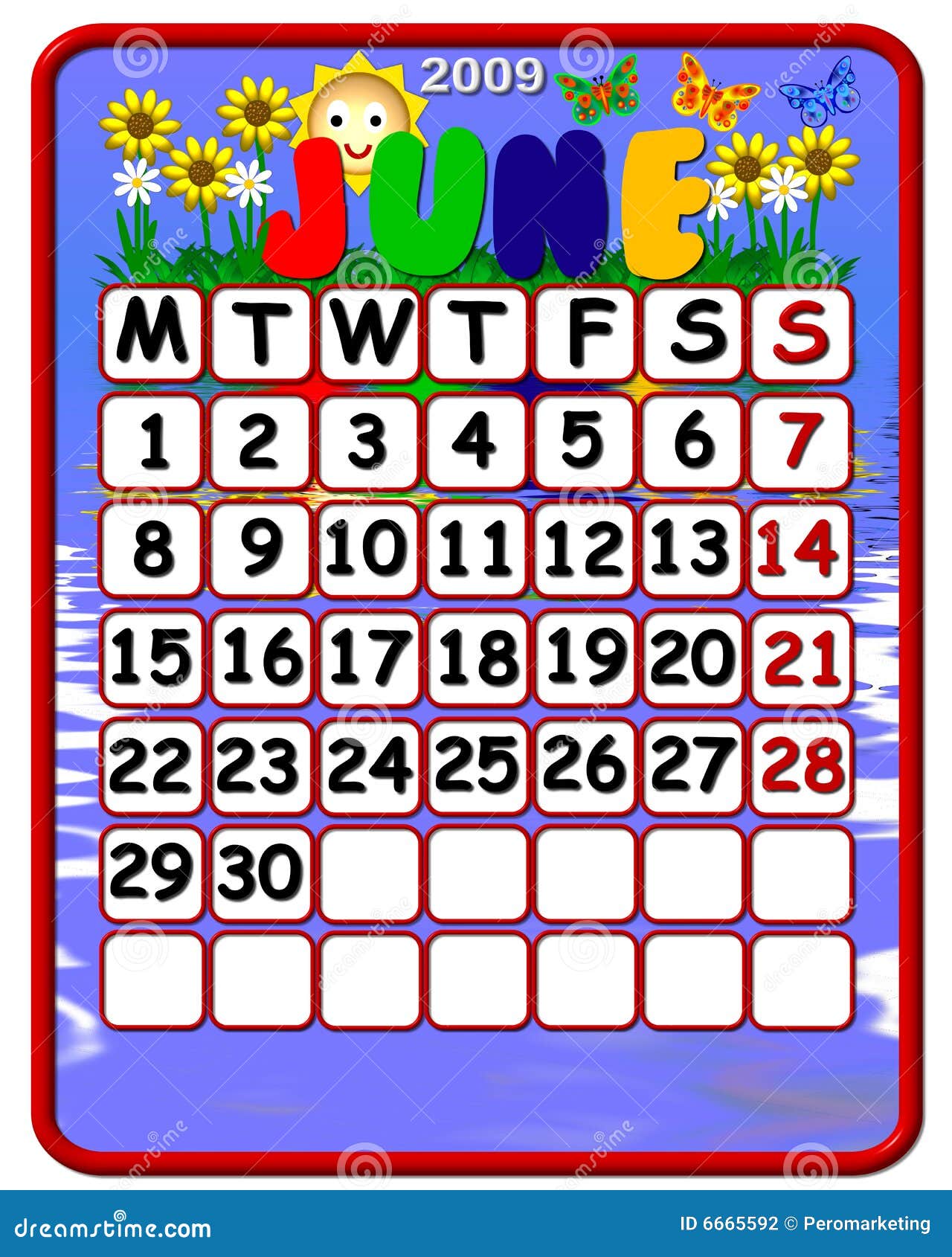June 2009 Calendar Stock Illustration Illustration Of Dates 6665592