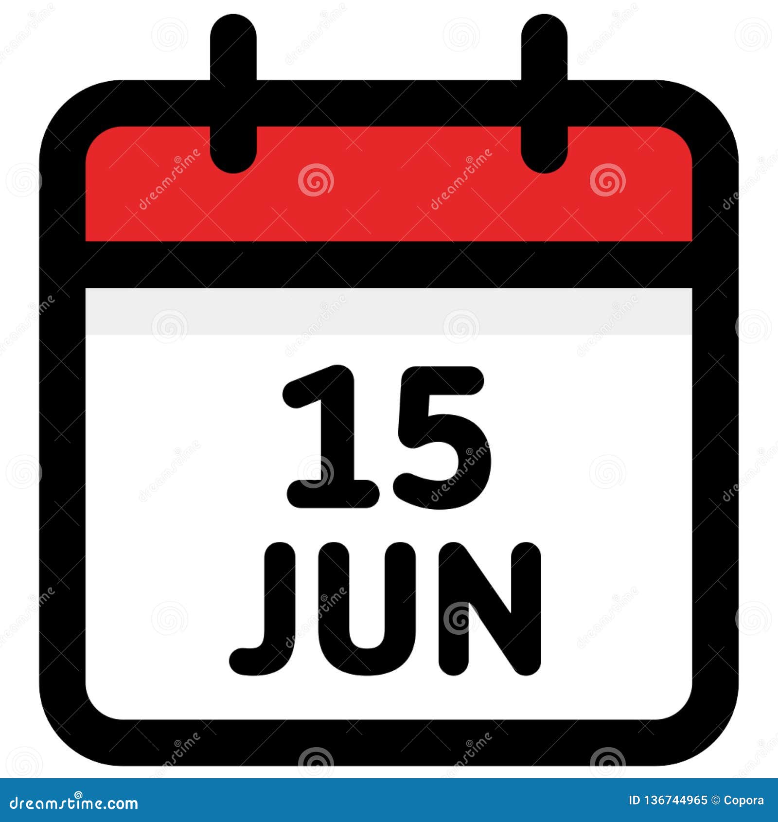 15. June Calendar Icon Vector Illustration Stock Vector