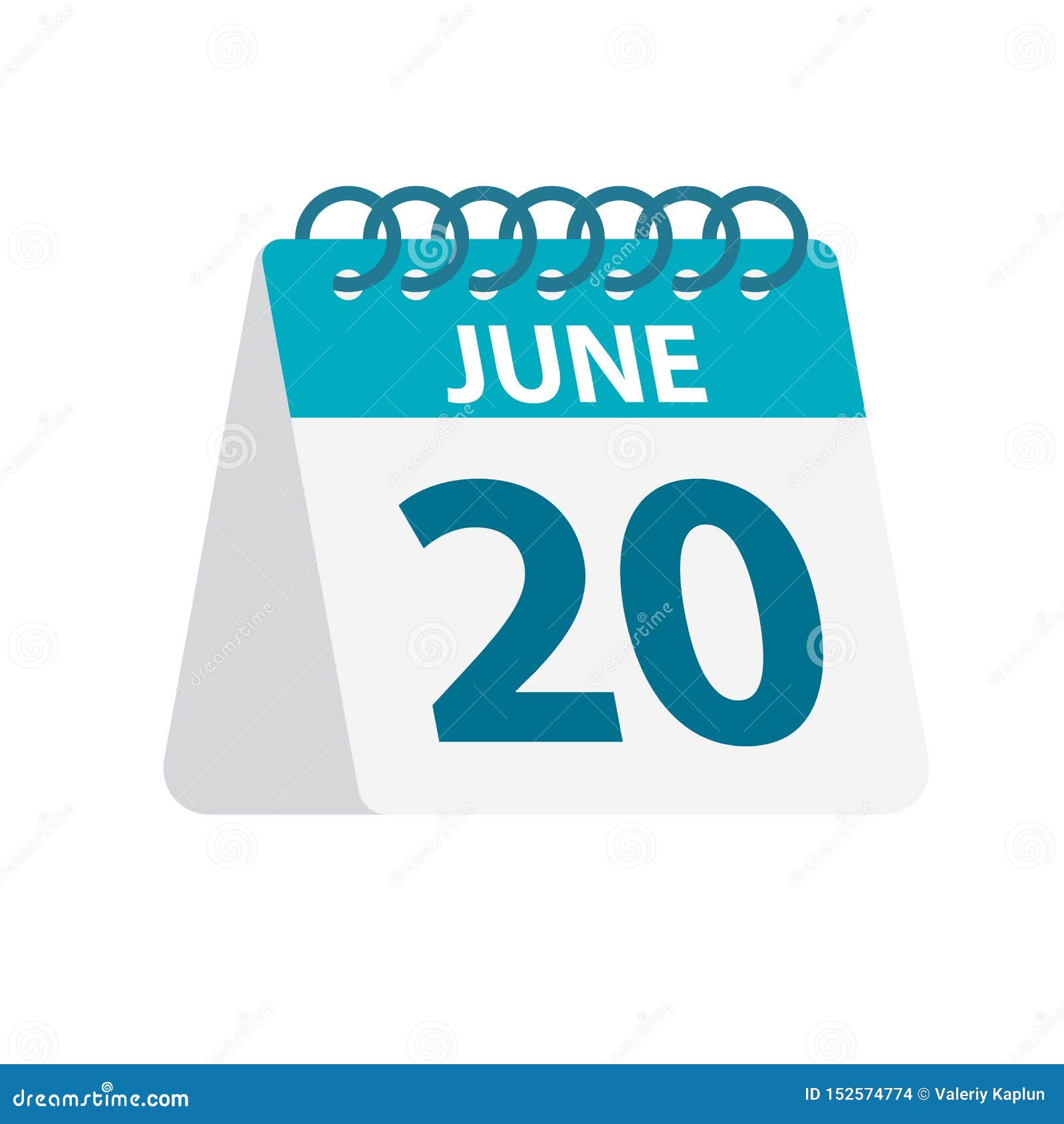 June 20 Calendar Icon Vector Illustration Of One Day Of Month