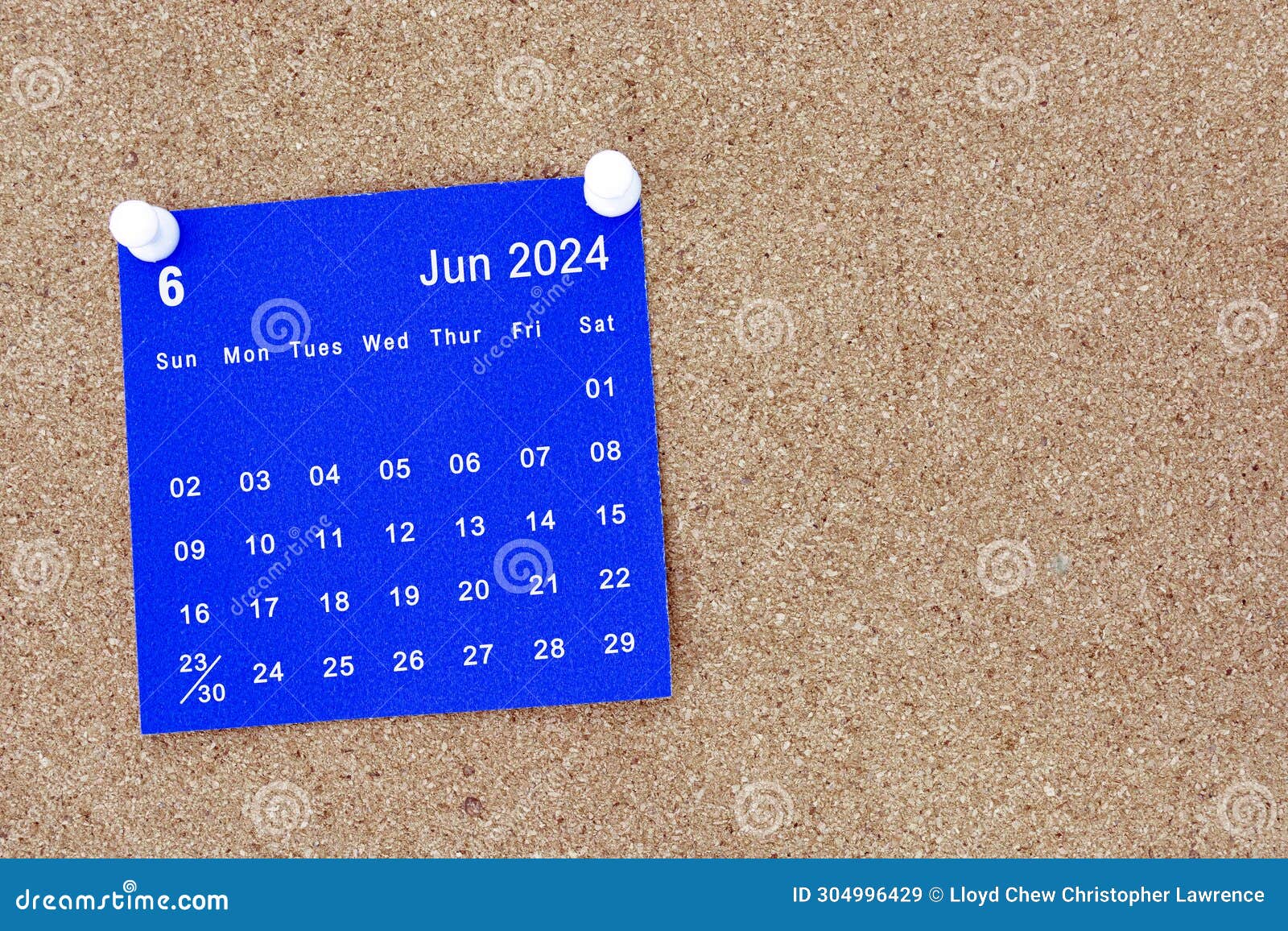 June 2024 Calendar on Sticky Note. Reminder and 2024 New Year Concept