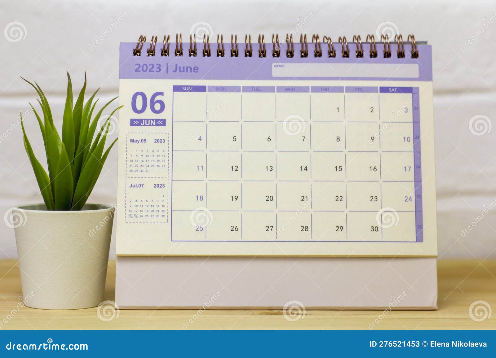 June 2023 Desktop Calendar for Planning and Managing Every Date. Stock 