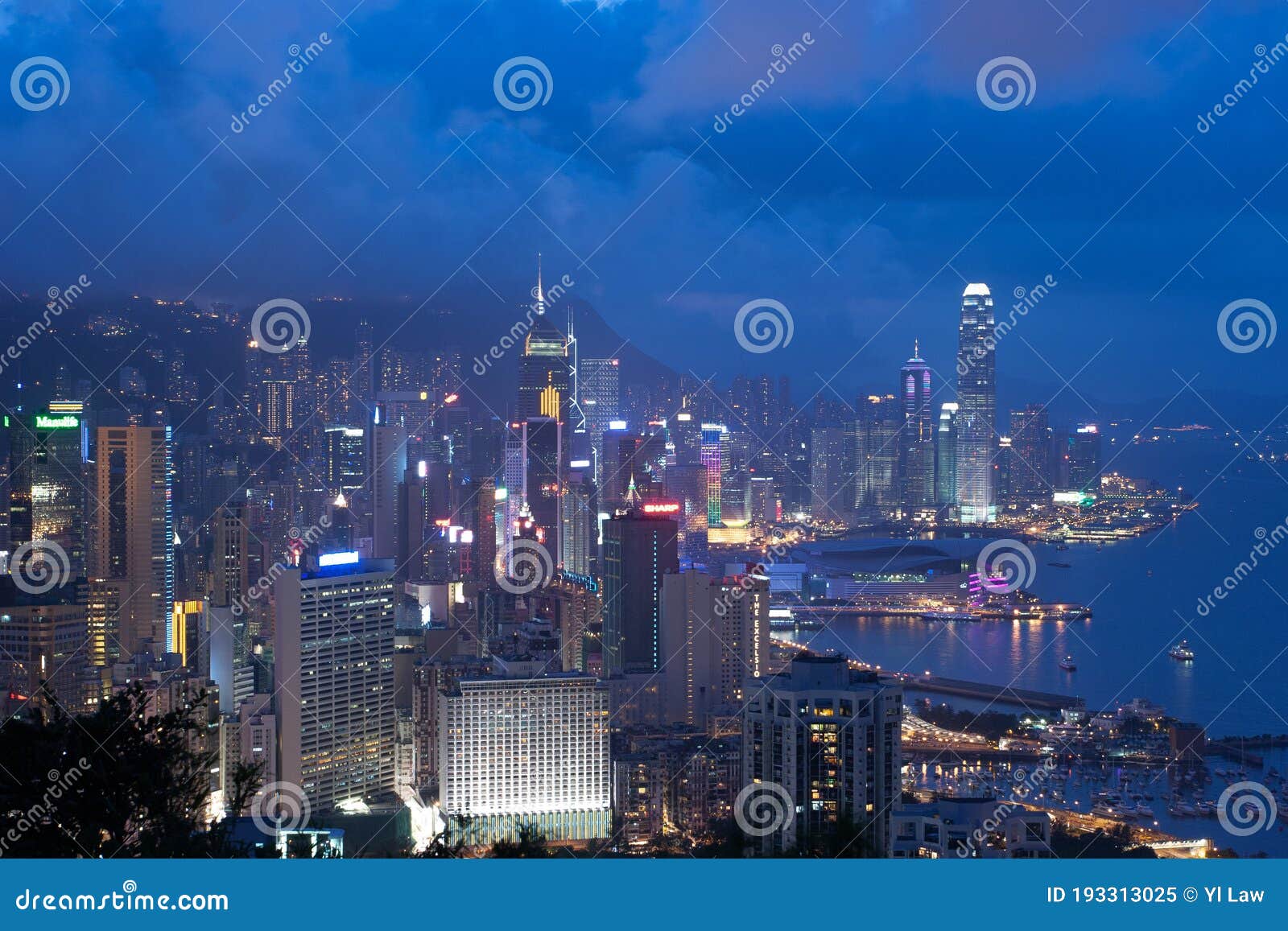 2 June 2207 Hong Kong the Victoria Harbour after Sunset Editorial Image