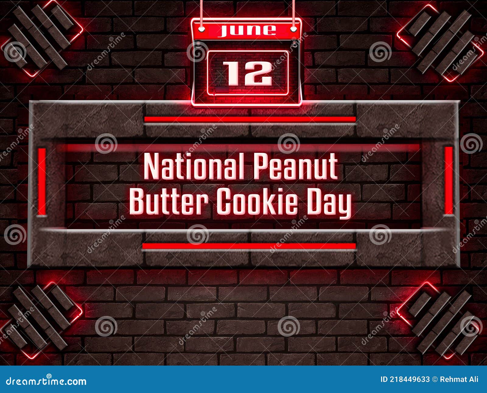 12 June, National Peanut Butter Cookie Day, Neon Text Effect on Bricks