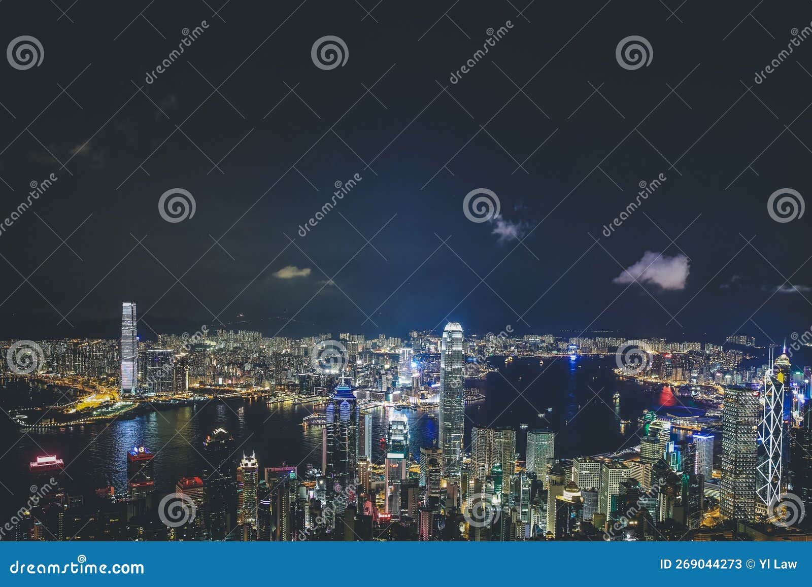 Night View of Hong Kong from the Victoria Peak in Hong Kong. 2 June