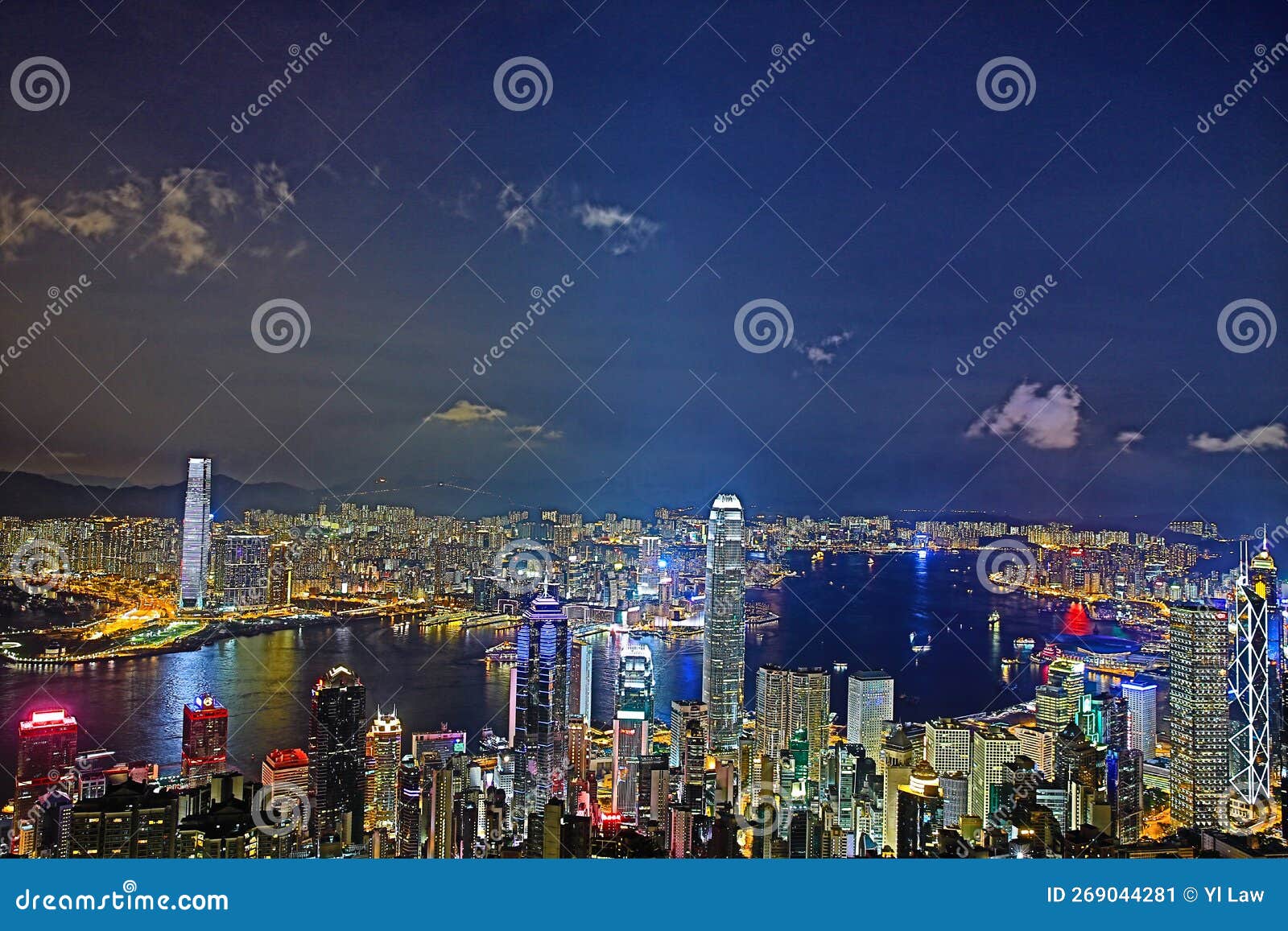 Night View of Hong Kong from the Victoria Peak in Hong Kong. 2 June