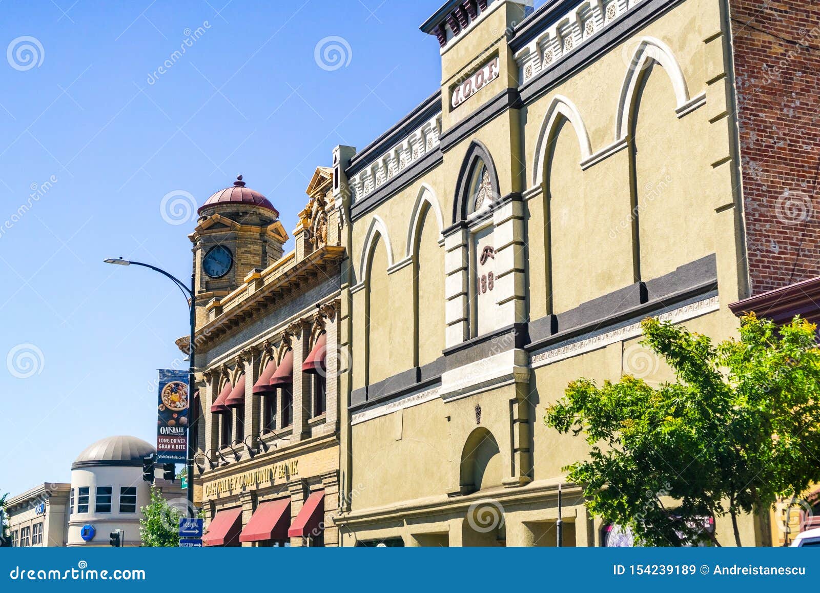 June 26, 2019 Oakdale / CA / USA Historic Buildings in Downtown