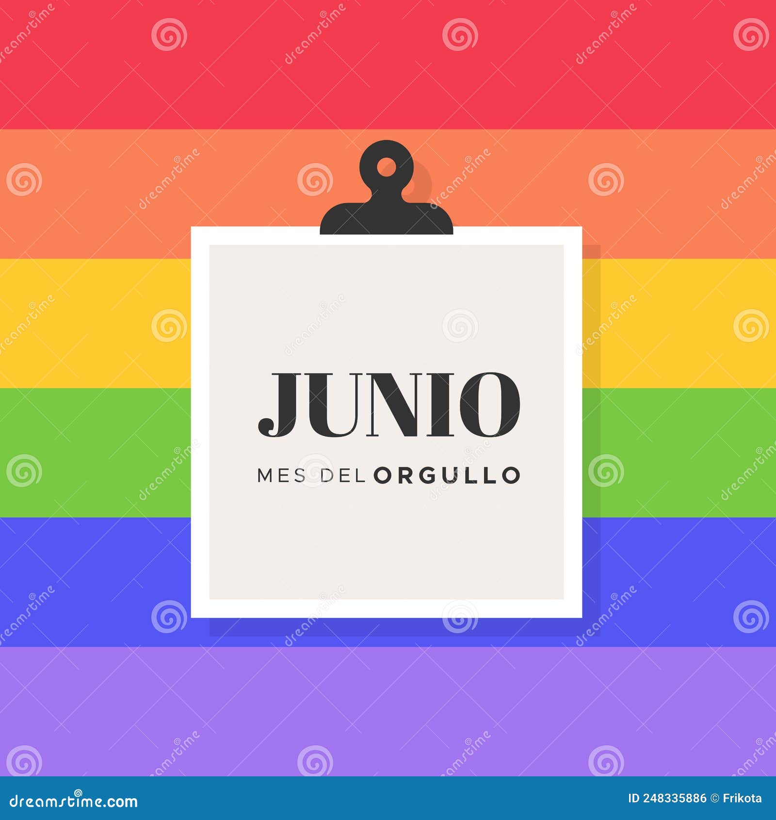 june pride month. spanish. junio mes del orgullo. rainbow striped background. lgbtq movement. concept of equality, diversity, love