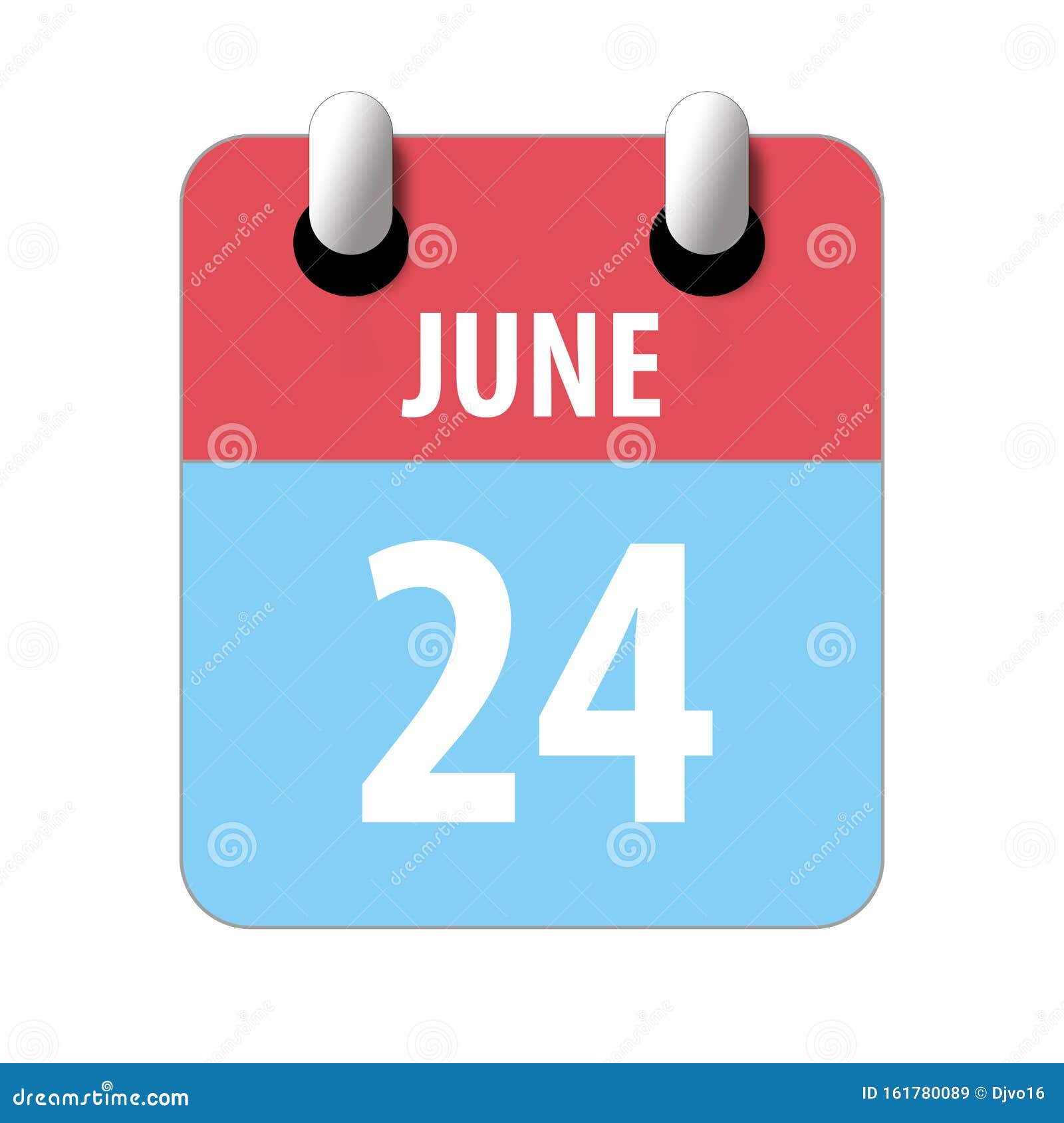 June 24th. Day 24 of Month,Simple Calendar Icon on White Background