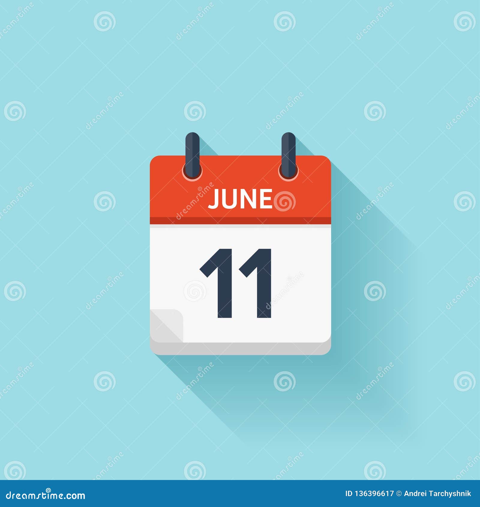 June 11 . Vector Flat daily Calendar Icon. Date and Time, Day, Month ...