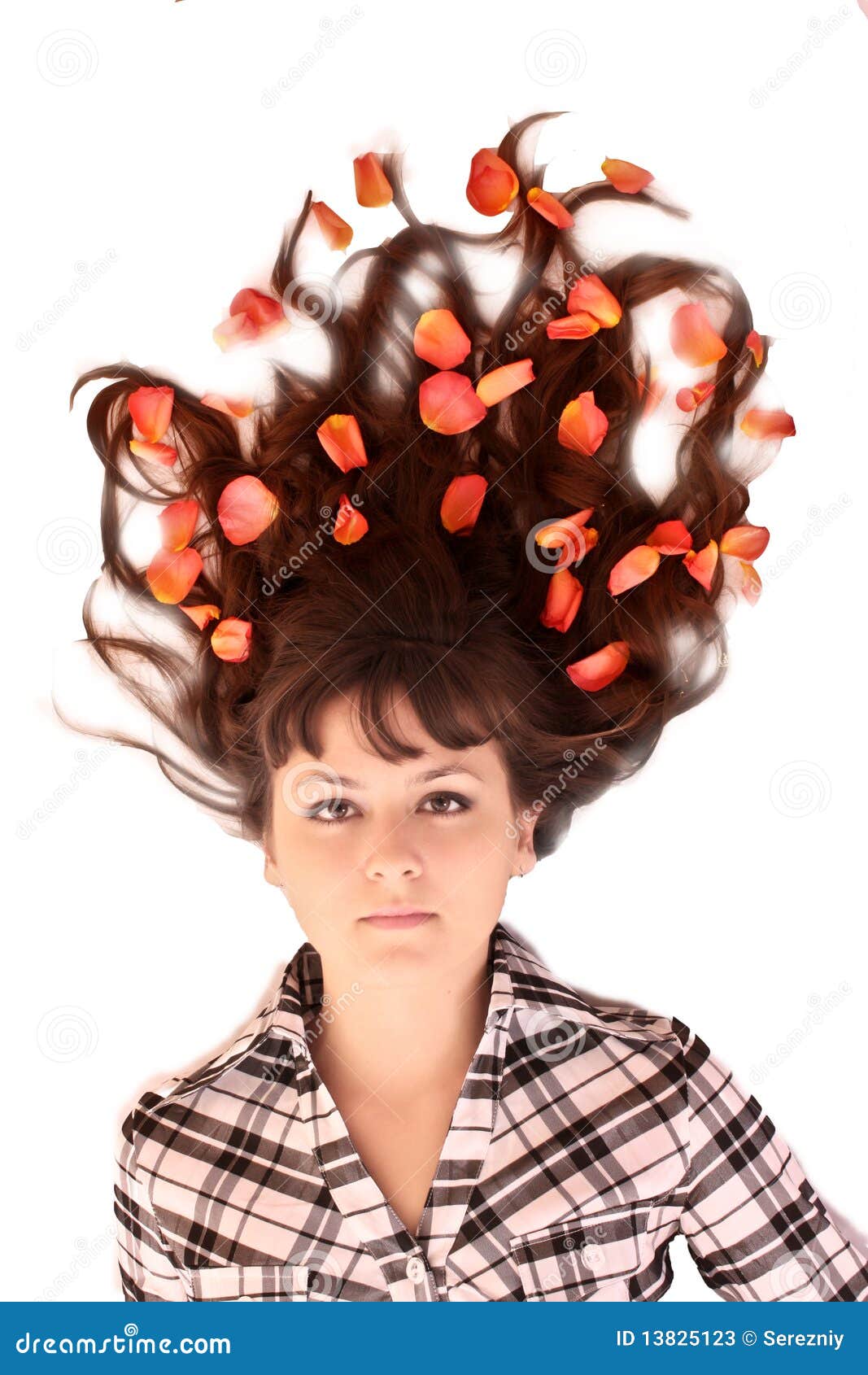 Junge Frau Mit Blumen Im Haar Getrennt Stockbild - Bild von jung