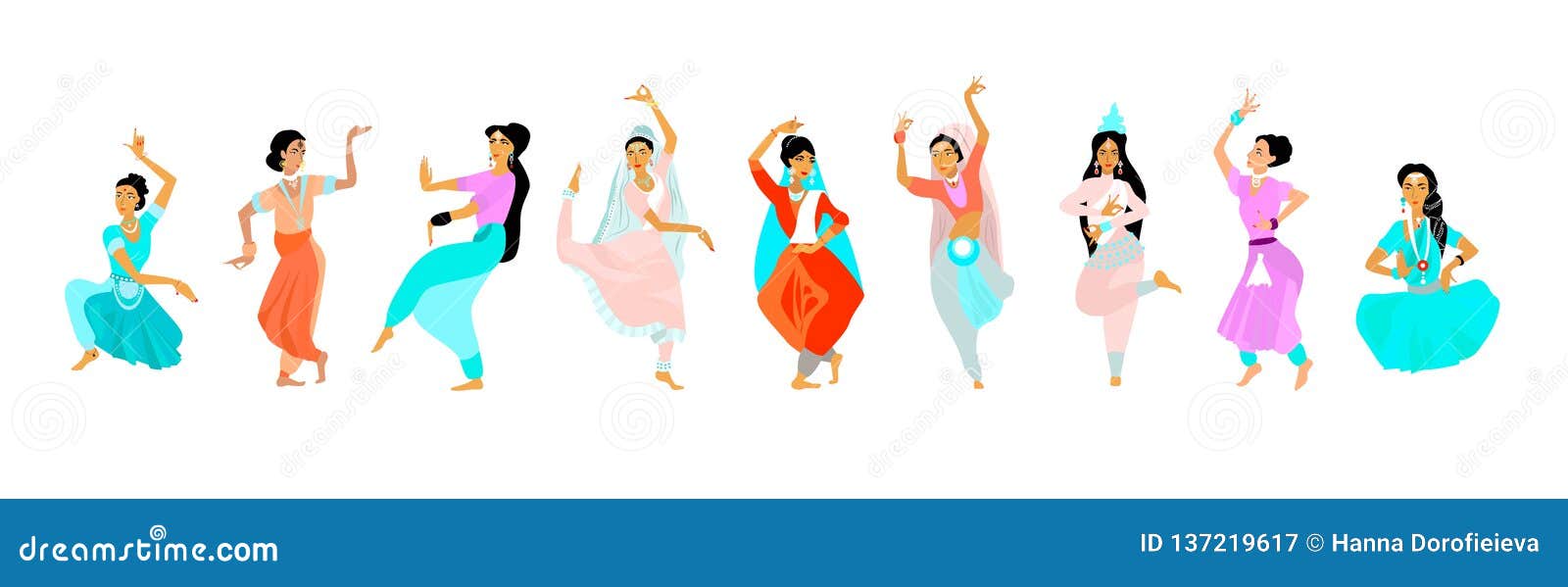 Junge Frauen Tanzen In Nationalen Indischen Stoff Stock Abbildung Illustration Von Frauen Indischen